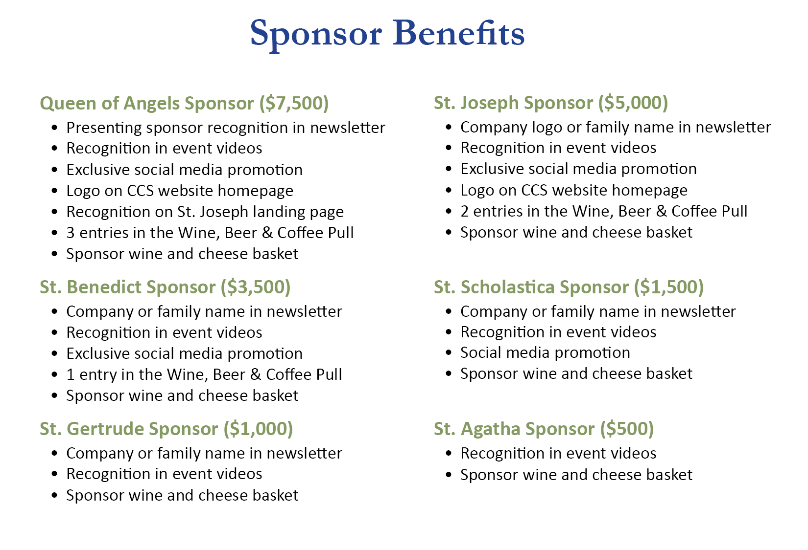 Sponsor Benefits Website
